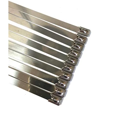 Imagen de On1shelf 10 Pieza Bridas Metalicas Cable Banda de Acero Escudo térmico Cinta Envoltura Escape,Cable Lazos 7,9 mm x 500mm Color Plata