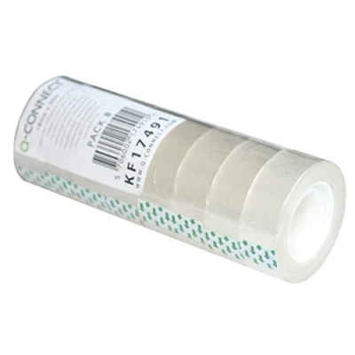 Imagen de Q Connect KF17491 Cinta adhesiva transparente (8 rollos, 18 mm x 30 m, para escuela, hogar y oficina)