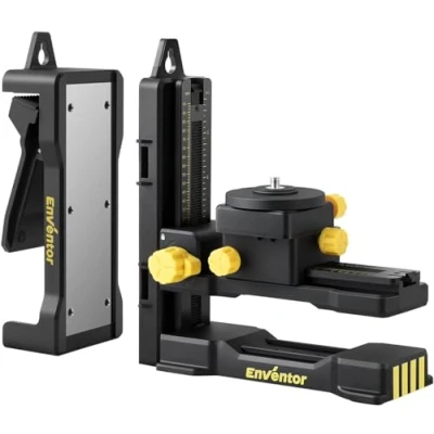 Imagen de ENVENTOR Adaptador de Soporte Nivel Láser Profesional, Base Pivotante Magnética Multifuncional con Clip Ajustable, Ajuste Fino Multidireccional, Rosca Macho 1/4&quot; 20, PV11+