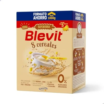 Imagen de Blevit Superfibra 8 Cereales Ahorro 1kg Papilla para Bebé desde los 5 Meses con Vitaminas, Minerales y Fibra