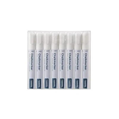 Imagen de Europel Rotulador de tiza (6 mm, estuche PVC, 8 unidades), color blanco