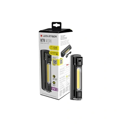 Imagen de Ledlenser W7R Work linterna de trabajo, plegable, giratoria, UV, luz LED portátil, imán y gancho, brillante, 500 lúmenes, herramientas taller, manuales
