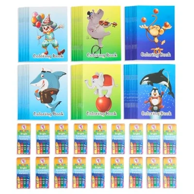 Imagen de THE TWIDDLERS 72 Mini Libros para Colorear y 18 Cajas de Crayones Cera, Tamaño A6 Rellenos perfectos bolsas fiesta infantiles escolares