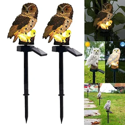 Imagen de ALLOMN Lámpara Solar para el Jardín, Luz al Aire Libre Decoración de Jardín Impermeable Sendero Césped Jardines Diseño Búhos (Gris 2 PCS)