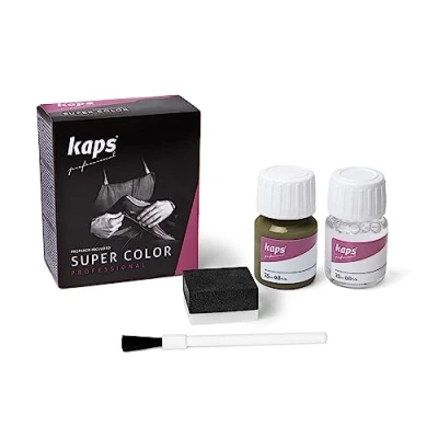 Imagen de Tinte con Imprimación para Zapatos Y Bolsos Textiles de Cuero Natural Sintético, Kaps Super Color And Preparer, 70 Colores (134 verde oliva)