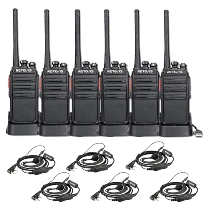 Imagen de Retevis RT24 Walkie Talkie Recargable, Pinganillo Profesionales PMR446 sin Licencia 16 Canales CTCSS DCS, Cargador USB Walkies Largo Alcance con Auriculars (3 Pares, Negro)