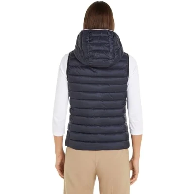 Imagen de Tommy Hilfiger LW Padded Global Stripe Vest WW0WW42051 Chaleco, Azul (Desert Sky), XXL para Mujer