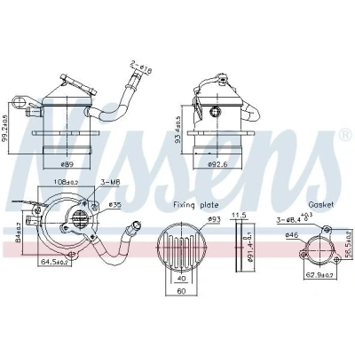 Imagen de Elemento enfriador, reciclaje gases escape NISSENS 989480