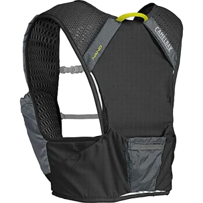 Imagen de CamelBak Nano Vest 1½ L + 2 Quick Stow Flask (S,M,L) Run HIDRATACIÓN, Adultos Unisex, Graphite/Sulphur Spring, 34oz