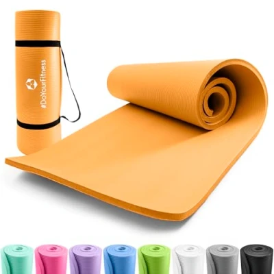 Imagen de #DoYourFitness® Esterilla de fitness y yoga antideslizante suave gruesa 190 x 100 1,0 cm ideal Para gimnasia, pilates principiantes avanzados [naranja]