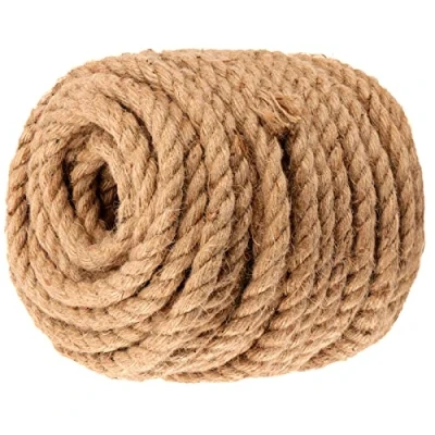 Imagen de MANCHAP cuerda de yute natural 20 m x 12 mm, trenzado 4 hebras, cáñamo trenzada grueso para manualidades, agrupación, decoración jardinería