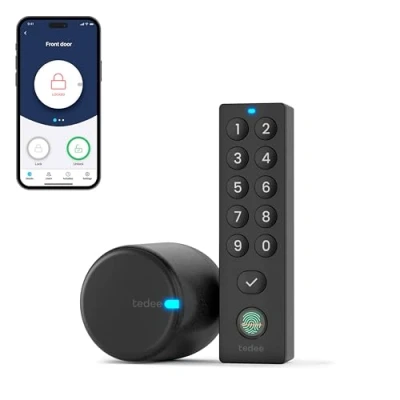 Imagen de tedee GO2 Cerradura Inteligente con Teclado biométrico de Huellas Dactilares, Smart Lock App y Bluetooth Convierte tu Smartphone en una Llave