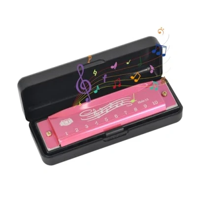 Imagen de Armónica, 10 Agujeros Armonica Diatonica En Do, Harmonica C, Armónica Blues Harp, For Dummies, Con Estuche, Para Principiantes, Adultos, Niños, Profesionales (Rosa)