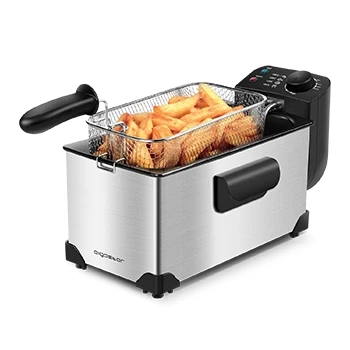 Imagen de Aigostar Ushas 30HEZ Freidora de 3 litros, 2200 watios potencia y tapa con ventana visualización. Acero inoxidable tipo 304 recipiente totalmente extraíble para vaciado aceite