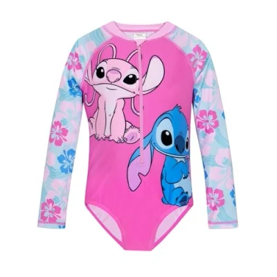 Imagen de Disney Lilo Y Stitch Bañador Piscina Niña Manga Larga Bañadores Una Pieza para Niñas Rosa 8 9 años