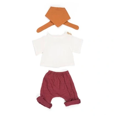 Imagen de Miniland Dolls: Conjunto para bebé Dolls de 32 cm. Modelo Chico Dune, Ocre, Burdeos Y Blanco, 31647