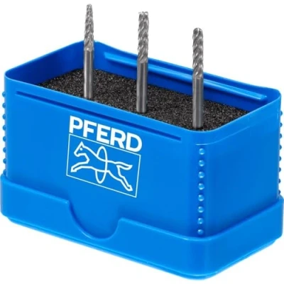 Imagen de PFERD 21901403 Juego de brocas carburo alto rendimiento, 3 piezas dentadas, diámetro eje mm, fresa para uso universal en los materiales más importantes