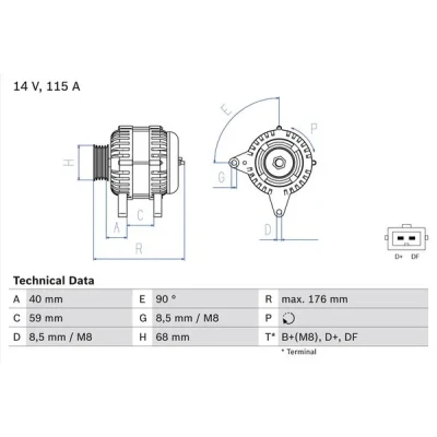 Imagen de BOSCH 0 986 040 270 Alternador 14V 115A VOLVO: V70 I, S70