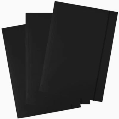 Imagen de D.RECT carpetas de documentos cartón, con goma elástica, 300 g, negras, A4, 9077, 1 juego 25 piezas