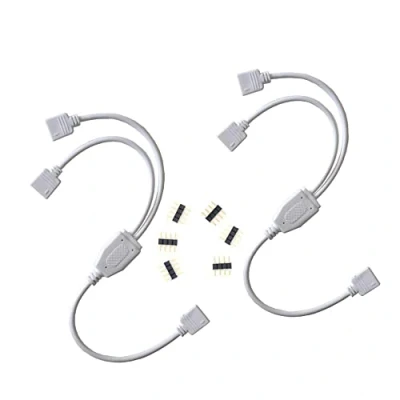 Imagen de WANGCL Cable divisor de tira LED 4 pines, RGB 1 a 2 puertos, conector controlador para 5050 3528 2835, color blanco