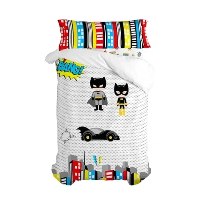 Imagen de happyfriday Bat Juego nórdico 2 Piezas Multicolor, 155x220 cm (Cama 80/90), 100% Algodón, Calidad de 150