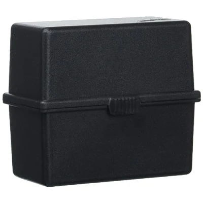 Imagen de Exacompta Ref 50614D Caja de notas oficina, tamaño 49 x 88 77 mm, apto para tarjetas visita A8, cierre a presión, 100 A8 e índice incluidos, color negro