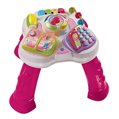 Imagen de VTech Mesita parlanchina 2 en 1, Juguete para bebes +9 meses, Mesa de actividades con panel extraíble, 6 zonas interactivas, color rosa, embalaje sostenible, SPB, versión ESP (3480 148087)