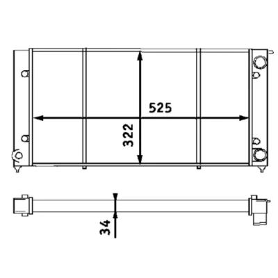 Imagen de MAHLE ORIGINAL CR 340 001S Radiador, refrigeración del motor para vehículos con/sin climatización 525 322 34 Aletas unidas mecánicamente