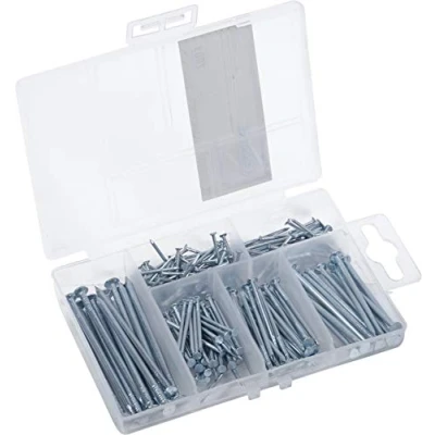 Imagen de Connex DP8500101 Juego de uñas (200 Piezas, Varios tamaños, preclasificados, en práctica plástico, Adecuado para casa, Hobby y Taller, Caja surtida)