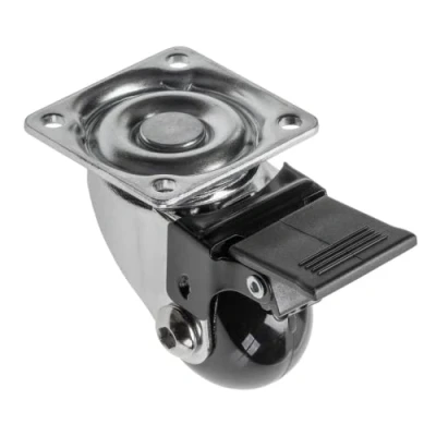 Imagen de GTV Rodillo para muebles BRAZYLIA con bloqueo Ruedas giratorias Acero/PC/PU Diámetro 35 mm 360 grados Carga total por rollo 30 kg Negro