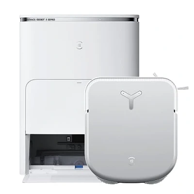 Imagen de ECOVACS DEEBOT X2 Omni Aspirador Robot Lavador Blanco con estación,Succión 8000Pa,Diseño Cuadrado Delgado,Elevación de Patines 15 mm, Lavado Agua Caliente Patines,Evita obstáculos vía IA