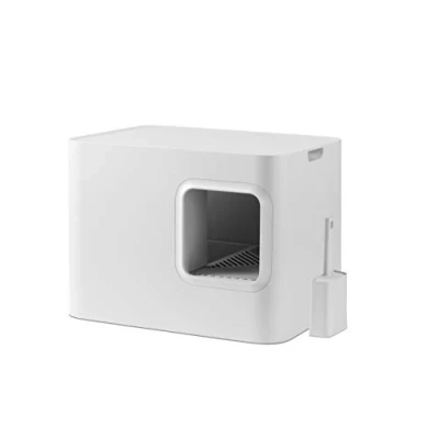Imagen de Hoopo® Dome Litter Box with Scoop Caja de Arena para Gatos Muebles Interior Incluye Bandeja Goteo extraíble Fácil Mantenimiento 50 x 37,5 38 cm (Blanco)
