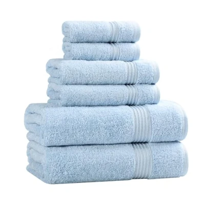 Imagen de Superior Juego de Toallas algodón Egipcio 6 Piezas, 2 baño, faciales y Mano, Color Azul Claro