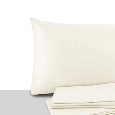 Imagen de GDN Funda Almohada en Algodón Juego de 2 Fundas 40x70 Made in Italy, Color Marfil Hipoalergénicas Cojines