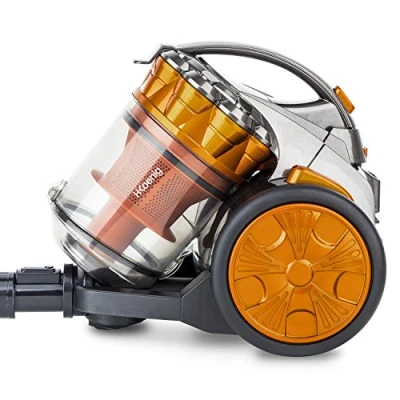 Imagen de H.Koenig Aspiradora multiciclónica sin bolsa Compact+ STC60, clase energética AAA, filtro HEPA, silenciosa, potente, eficiente, cepillo turbo, herramienta para rincones 2 en 1, naranja