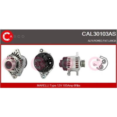Imagen de CASCO CAL30103AS Alternador 12V 100A FIAT: Stilo Hatchback, Punto II Doblo I Cargo, ALFA ROMEO: 147, GT, 156 Berlina