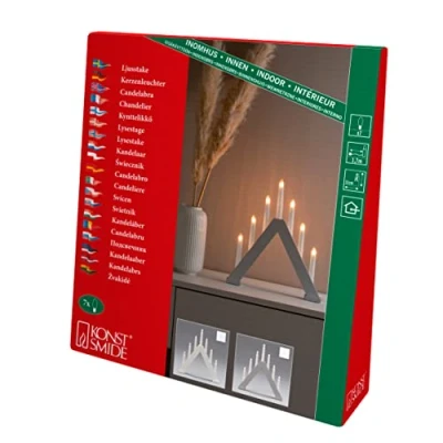 Imagen de Konstsmide Christmas Candelabro de madera, 7 luces, altura 34cm blanco