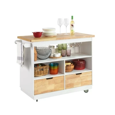 Imagen de SoBuy Carro de Cocina Carrito Servir Multiusos Estantería con Especiero y Dos cajones 110 x 55 91 cm FKW107 WN ES