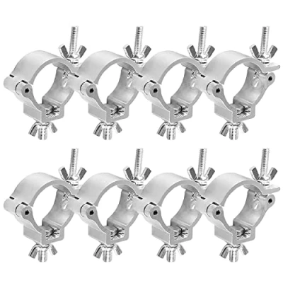 Imagen de Pinza de Gancho Truss Clamp,Forreen 8 Piezas Pinzas Tracción Luz Aleación Aluminio Resistente Heavy Duty DJ O Clamp para 48 51MM Tubo Carga Máx 100KG