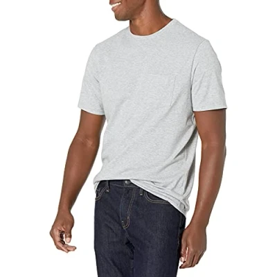 Imagen de Amazon Essentials Camiseta de Manga Corta con Bolsillo, Cuello Redondo y Corte Recto Hombre, Pack 2, Gris Mezcla, 6XL Grande Alto