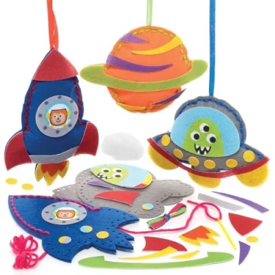 Imagen de Baker Ross FE671 Kits de Costura del Sistema Solar Paquete 3, Juego para Niños, Actividades Creativas Niños