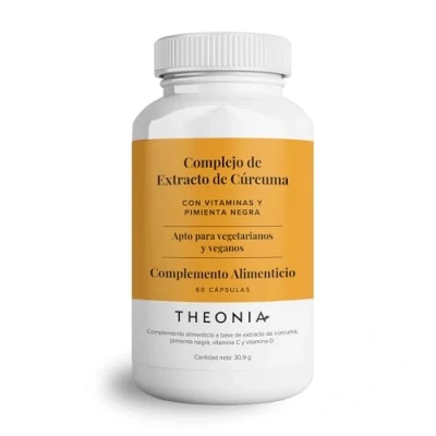 Imagen de Complejo de extracto cúrcuma Theonia Ayuda a los músculos y las articulaciones Máxima potencia absorción mejorada 60 cápsulas aptas para veganos