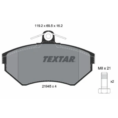 Imagen de TEXTAR 2194502 Juego de pastillas freno no preparado para indicador desgaste con tornillos pinza SEAT: Ibiza 2, Córdoba I Berlina