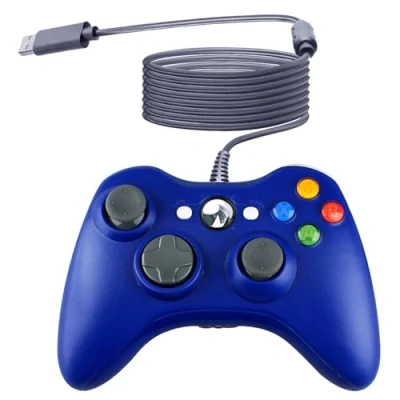 Imagen de OSTENT Mando con cable USB Gamepad Joystick para Microsoft Xbox 360 Consola Windows PC Ordenador Portátil Videojuegos Color Negro Azul