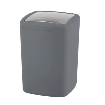 Imagen de WENKO Cubo con Tapa abatible Barcelona Antracita 8.5 l de cosmética, Absolutamente irrompible Gris