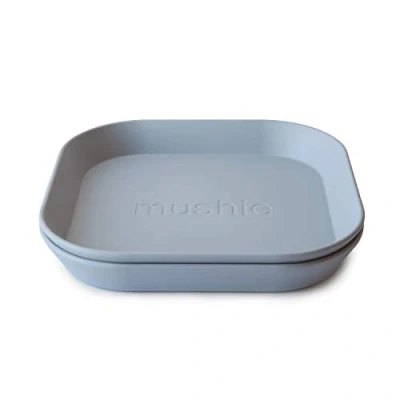 Imagen de mushie Juego de 2 Platos Cuadrados Sin BPA Accesorios Antideslizantes para Bebés, Niños y Niñas Resistente al Lavavajillas Microondas Fabricado en Dinamarca Cloud