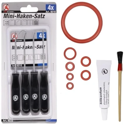 Imagen de junta de mantenimiento tórica para válvula salida pistón preparación compatible con Phillips Saeco Spidem Gaggia RI EP HD SM SUP Set 49 + tubo 6 g cepillo juego ganchos
