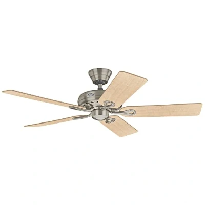 Imagen de Hunter Fan, Ventilador de Techo con Cadena para Interiores, Savoy, 5 Aspas Reversibles, Color Niquel, 132 cm, Ideal Verano e Invierno, Modelo 24521