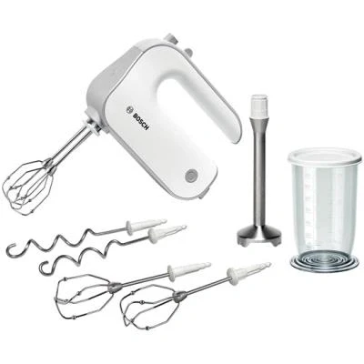 Imagen de Bosch MFQ4075DE Batidora (Batidora De mano, Plata, Blanco, Batir, Mezcla, 1,4 m, plástico, 550 W)