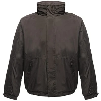 Imagen de Regatta Dover Waterproof Concealed Hooded Fleece Lined Bomber Jacket Jackets Insulated, Hombre, Black/Ash, 5XL